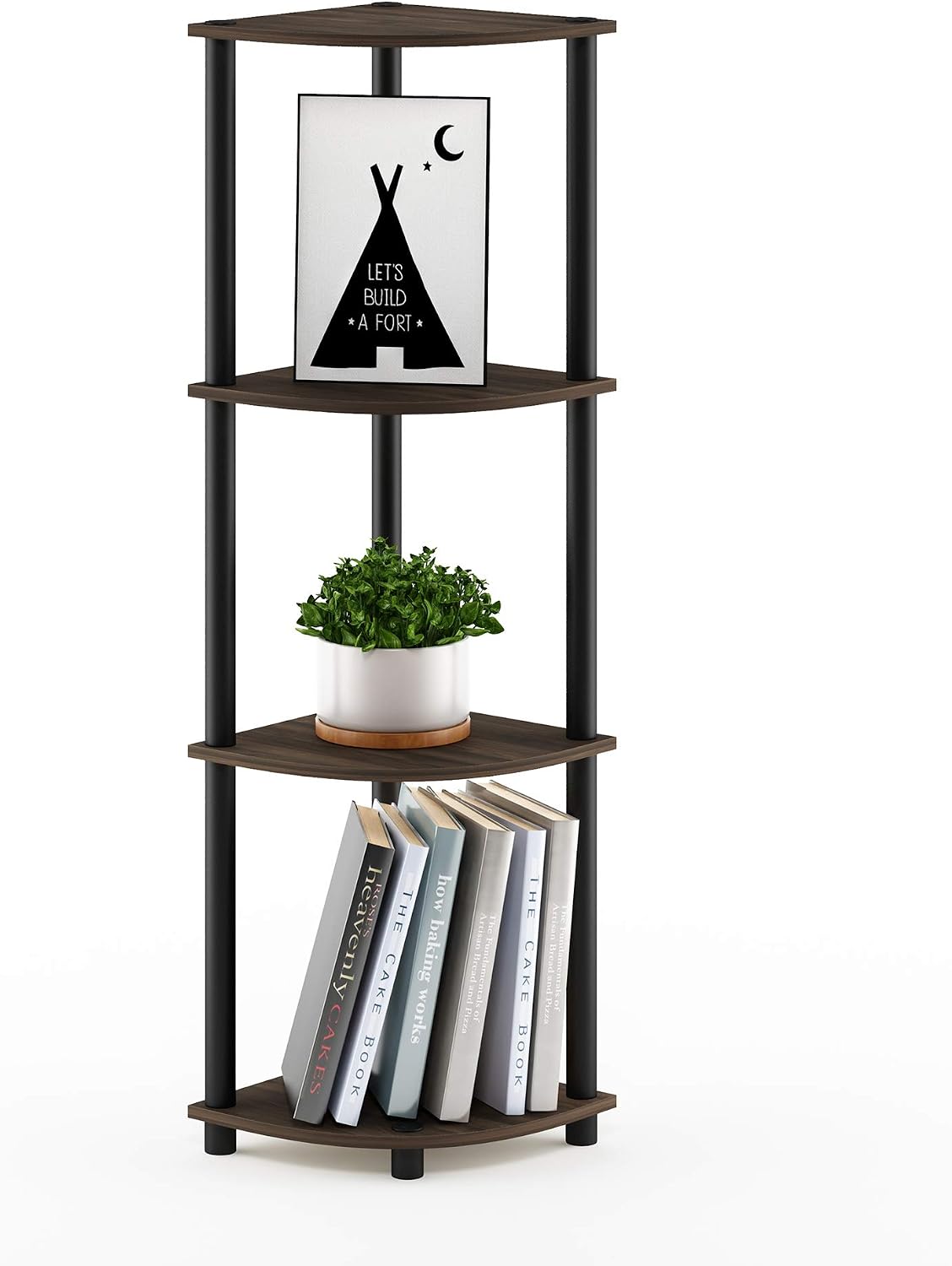 Turn-N-Tube Toolless 4-Tier Storage Shelves, Columbia Walnut