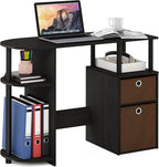 JAYA Desk, 38.4" Wide Gaming Desk with Bin Drawers, Computer Desk with Side Shelf, Office Desk for Study, Home Office, Bedroom, Dorm, Study Room, Espresso