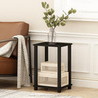 Simplistic Toolless Small 2-Tier Night Stand, Black Espresso