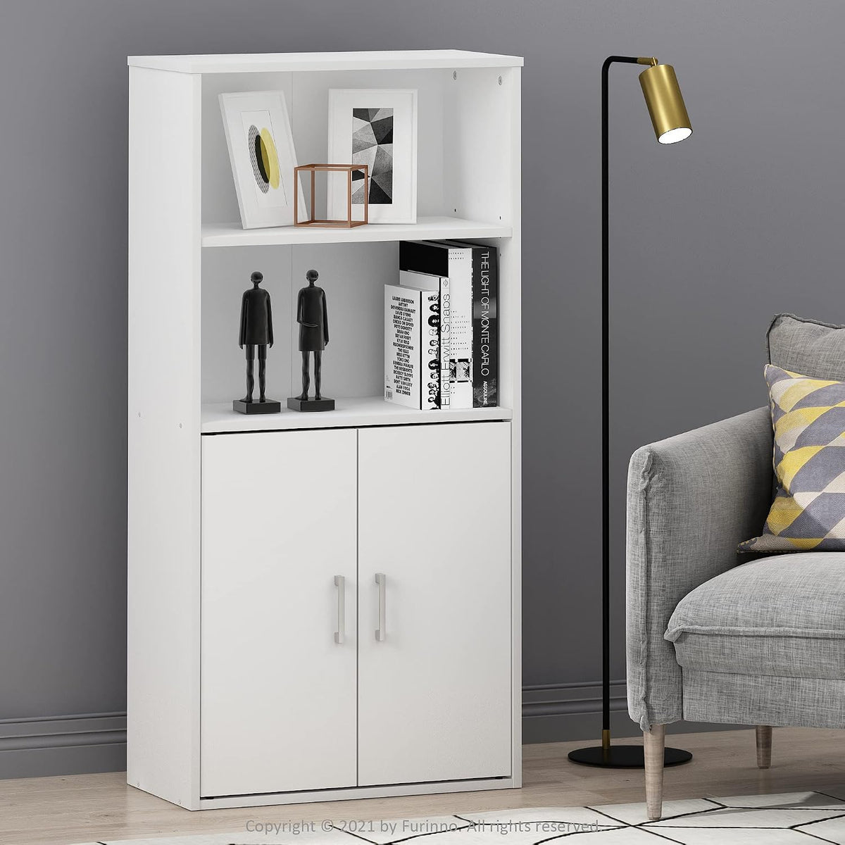 Pasir 4-Tier Storage Bookcase, Bookshelf, Multipurpose Shelf, White