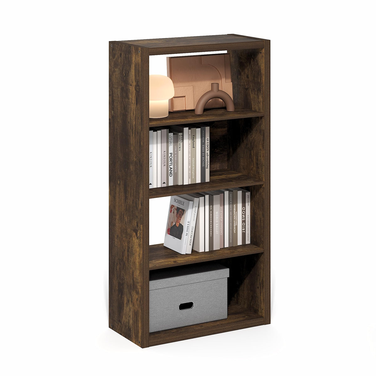 4-Tier Book Shelf, Open Shelves Bookshelf, Light Blue/White