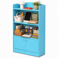 LOVA Book Shelf, Bookshelf with Storage Cabinet, Bookcase with Door, 11.8 x 23.6 x 37.3, for Living Room, Bedroom, Home Office, Light Blue