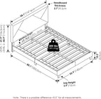 Skylar Bed Frame, Full Size Bedframe with Geometric Design Upholstered Headboard, Bed with Adjustable Headboard, No Box Spring Needed, 12pcs Wooden Slat Support, for Bedroom, Dorm, Glacier