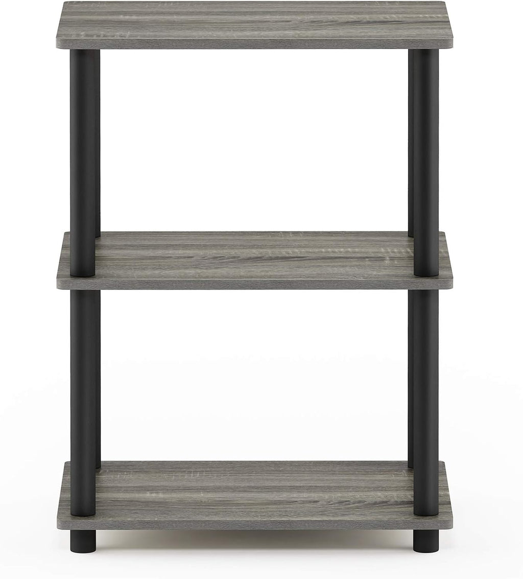 Turn-N-Tube No Tool 3-Tier Storage Shelf, Narrow, French Oak Grey/Black