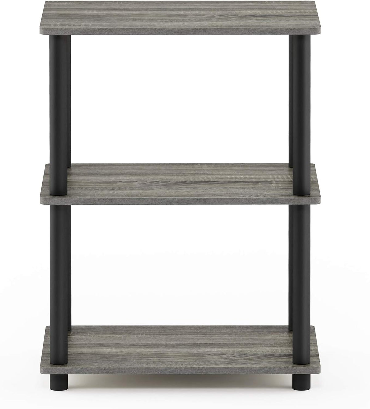 Turn-N-Tube No Tool 3-Tier Storage Shelf, Narrow, French Oak Grey/Black