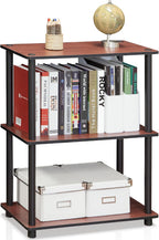 Turn-N-Tube Storage Shelves, 3-Tier Book Shelf, Corner Shelf, Toolless Open Shelves, for Organization and Storage, Living Room, Bedroom, Entryway, Laundry, Cherry Oak