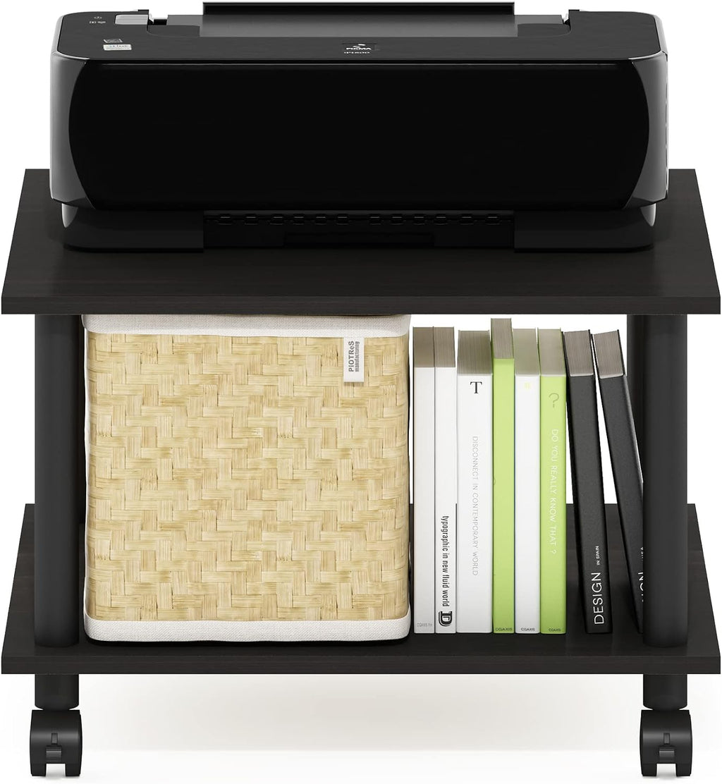 Econ Home Office Under Desk CPU and Printer Stand with Wheels, Espresso/Black