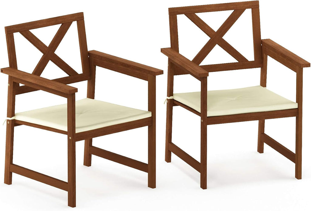 FG18112C Hardwood X Back Arm Chair in Teak Oil with Cushion, Natural