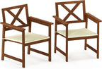 FG18112C Hardwood X Back Arm Chair in Teak Oil with Cushion, Natural