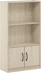 Gruen 3-Tier Open Shelf Bookcase with 2 Doors Storage Cabinet, Metropolitan Pine