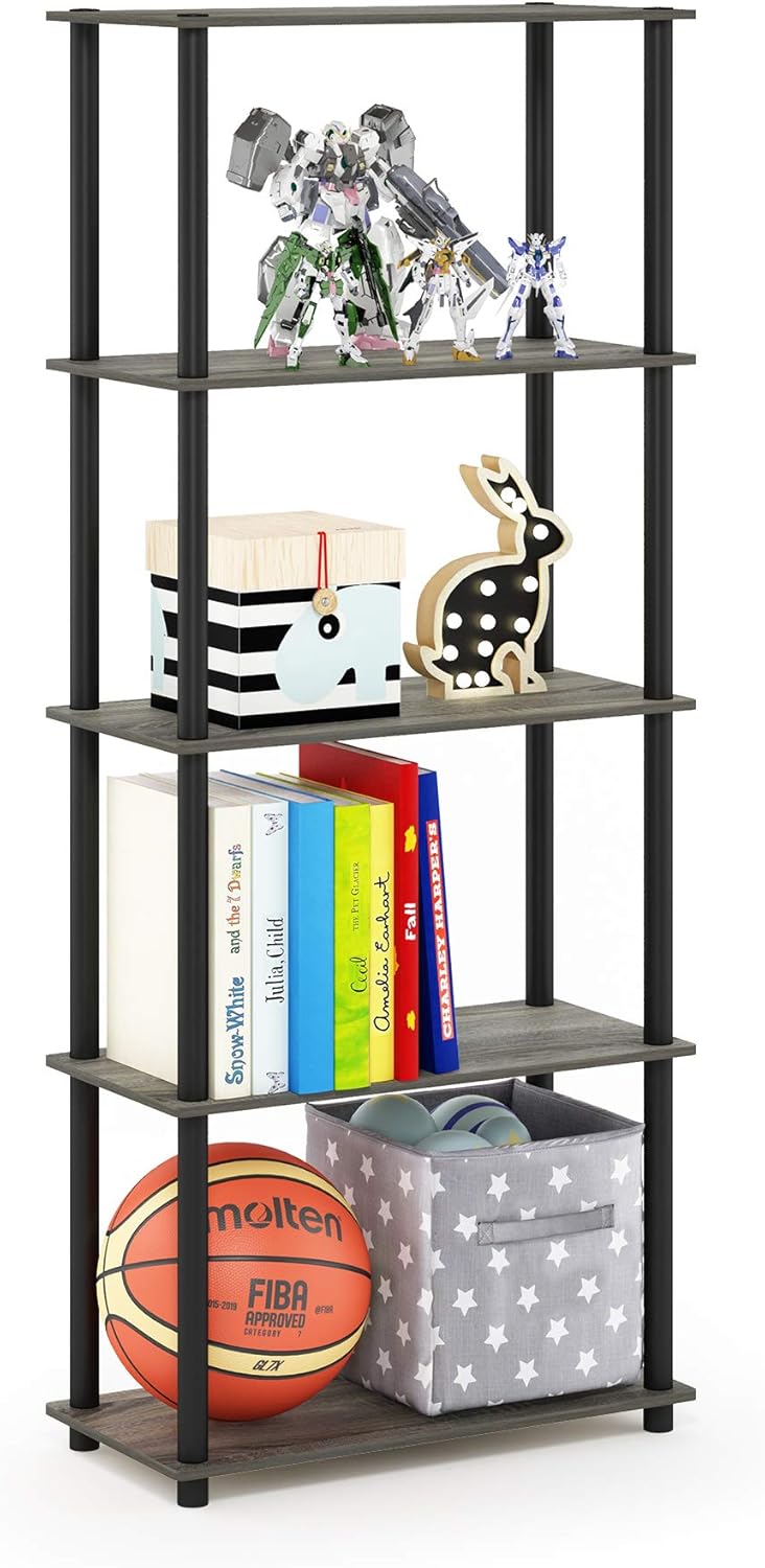 Turn-N-Tube Toolless Assembly 5-Tier Closet Shelf, French Oak