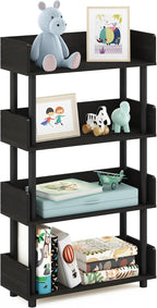 TURN-N-TUBE 4-Tier Display Shelf, Storage Shelves, Book Shelf, Open Shelves with Rounded Corner Top Edges, for Organization and Storage, Living Room, Home Office, Espresso