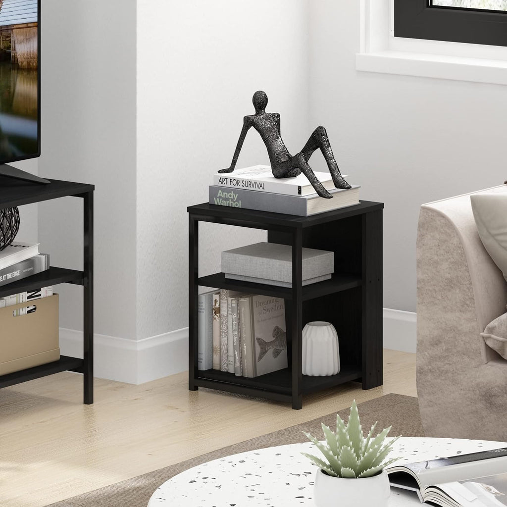Camnus 3-Tier Metal Frame Side Table, Open Shelf, Dark Americano