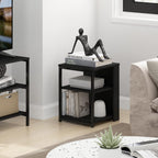 Camnus 3-Tier Metal Frame Side Table, Open Shelf, Dark Americano