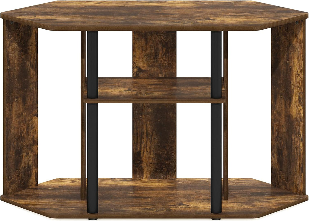 Classic Stand with Plastic Poles for TV up to 43-Inch, Amber Pine/Black