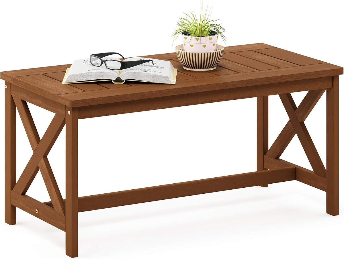 Outdoor Patio Table with X Leg, Natural
