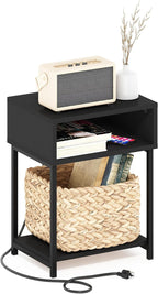 Moretti 3-Tier Night Stand with Charging Station, Americano