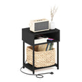 Just 3-Tier Turn-N-Tube Open Storage End Table with USB and Type-C Charging Port, 11.42 (W) x 9.92 (H) x 6.91 (D) inches, Espresso/Black