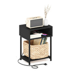 Just 3-Tier Turn-N-Tube Open Storage End Table with USB and Type-C Charging Port, 11.42 (W) x 9.92 (H) x 6.91 (D) inches, Espresso/Black