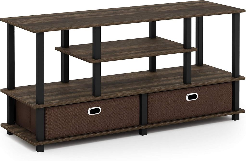 JAYA Large Stand for up to 50-Inch TV, Columbia Walnut/Black/Dark Brown