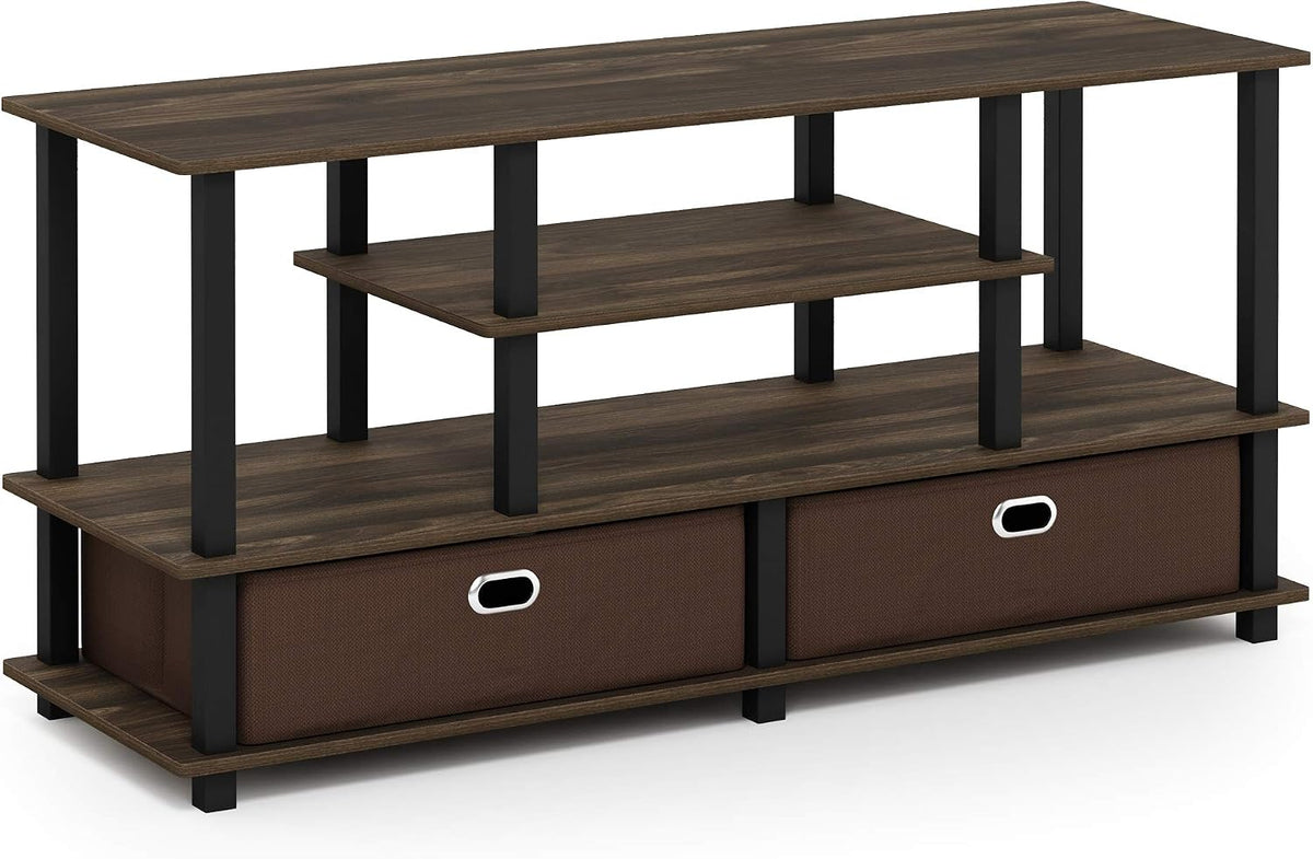 JAYA Large Stand for up to 50-Inch TV, Columbia Walnut/Black/Dark Brown