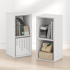 Fulda Book Shelf Set of 2, 2-Tier Narrow Bookshelf, White