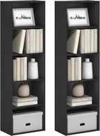 LUDER Set of 2 Book Shelf, 5-Tier, Blackwood
