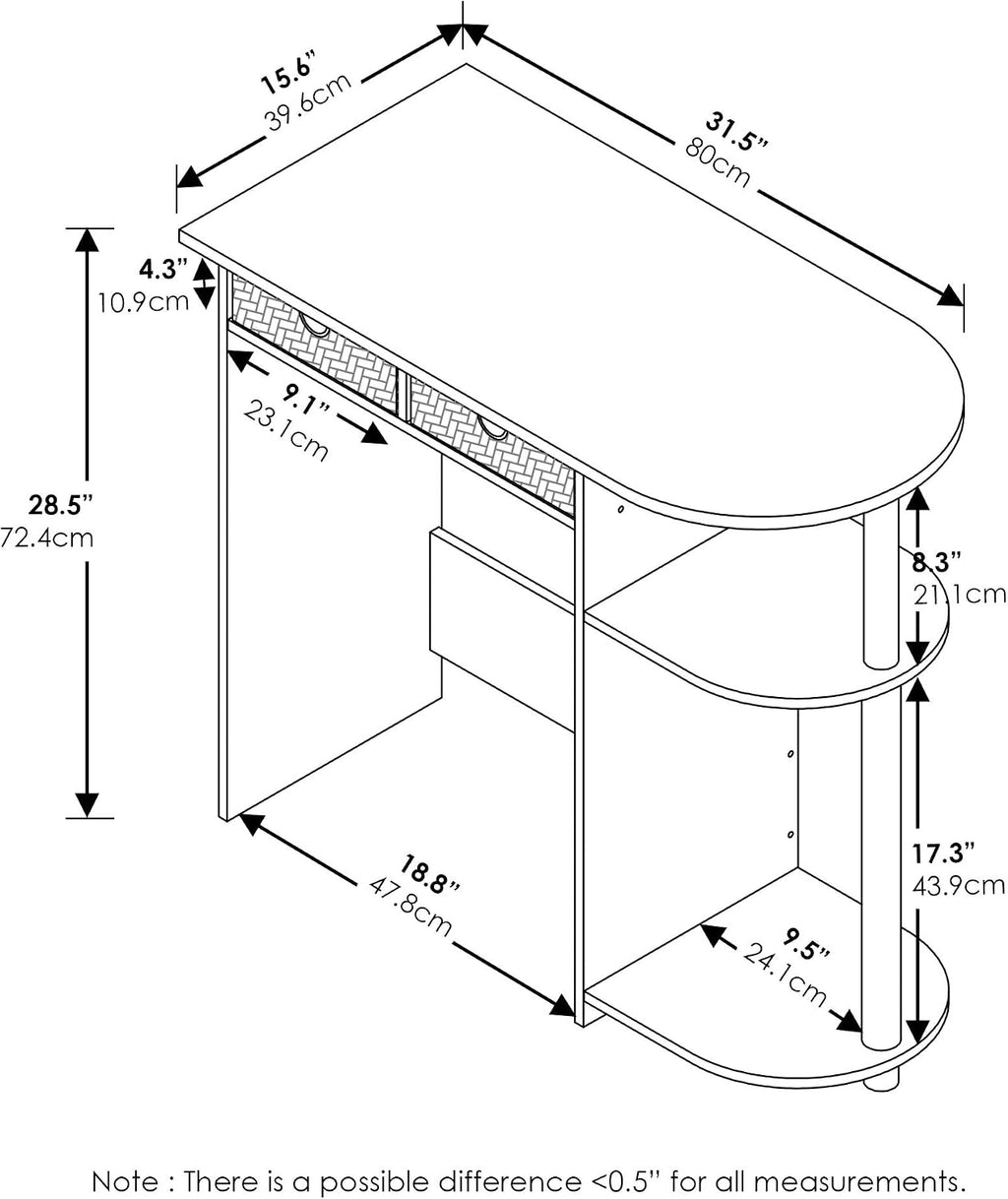 Go Green Desk, 31.5" Wide Gaming Desk with 2 Side Shelves and Storage Bins, Computer Desk, Office Desk for Home Office, Study Room, Dorm, Bedroom, Beech