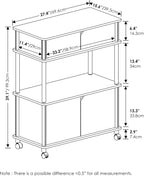Turn-N-Tube Kitchen Storage Cart with Cabinet and Lockable Wheels, Columbia Walnut/Black