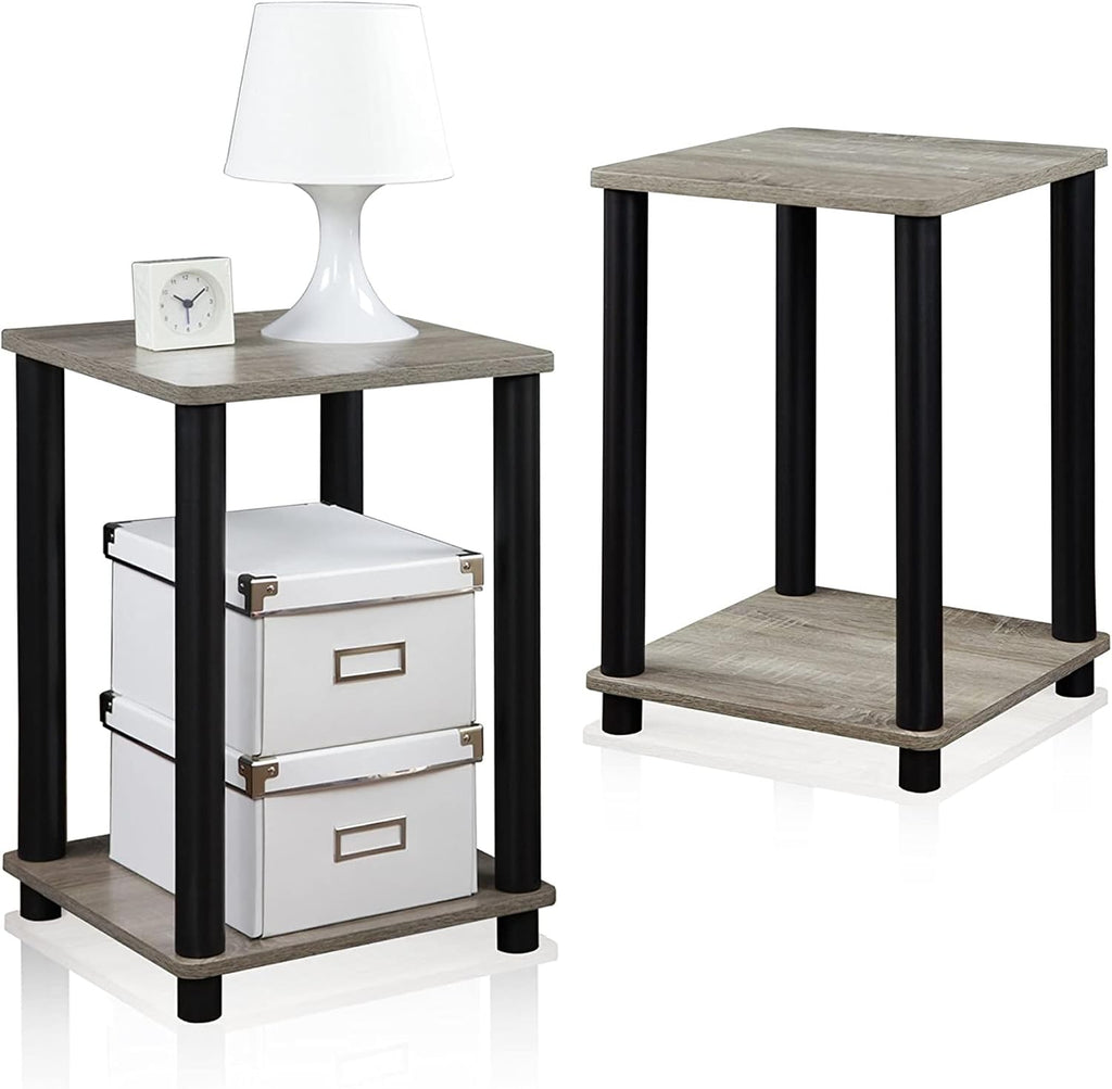 Turn-N-Tube Night Stand Set of 2, 2-Tier Nightstand, French Oak