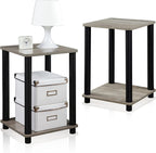 Turn-N-Tube Night Stand Set of 2, 2-Tier Nightstand, French Oak