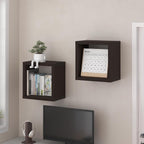 Floating Shelves for Wall, Thick Cube Wall Shelf, Dark Oak