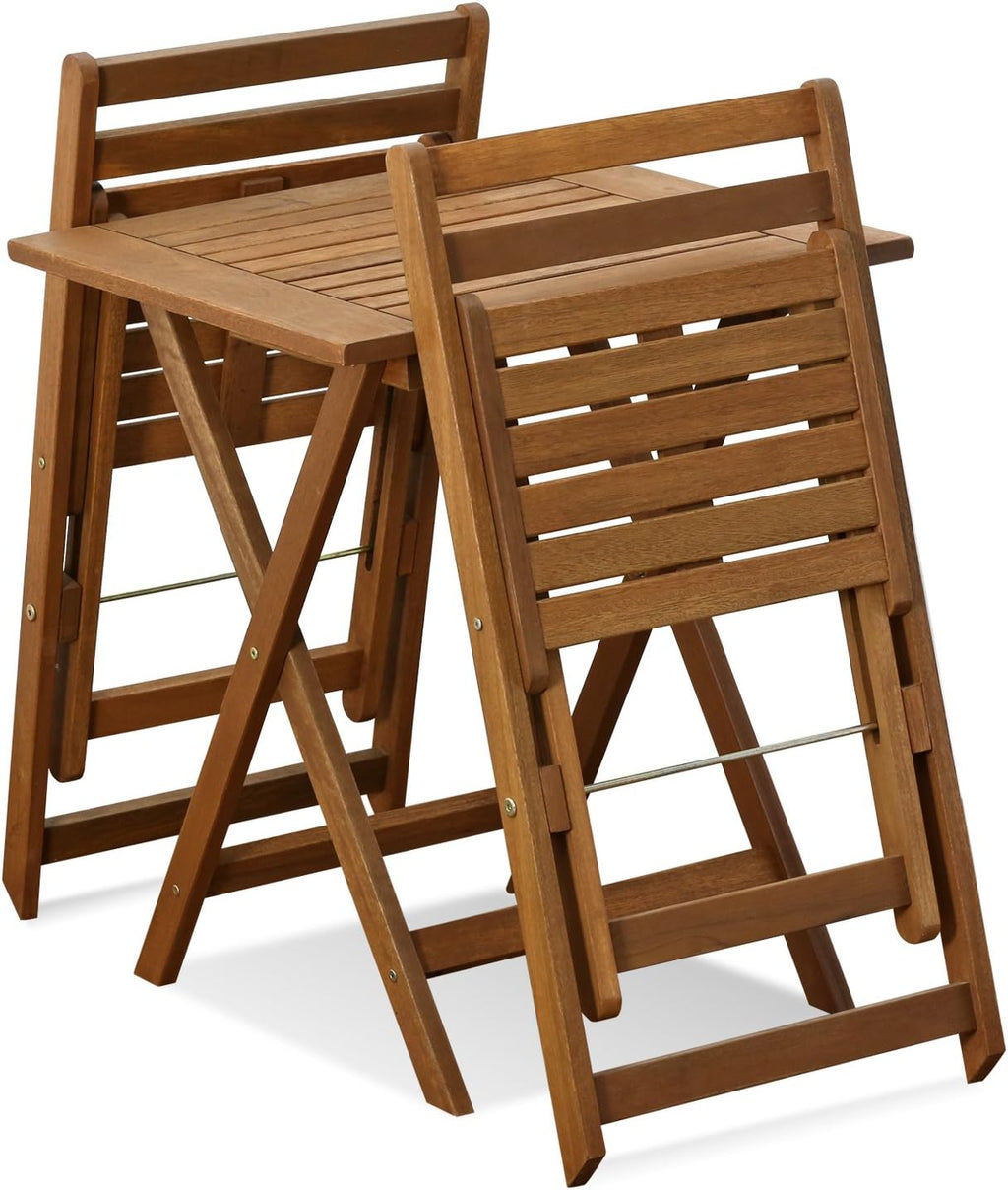 TIOMAN Outdoor Dining Set, Slatted Hardwood, Natural