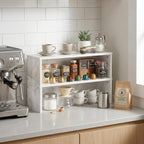 Helena Kitchen Counter Stackable Organizer Shelf, Set of 1, 18-Inch, Marble White