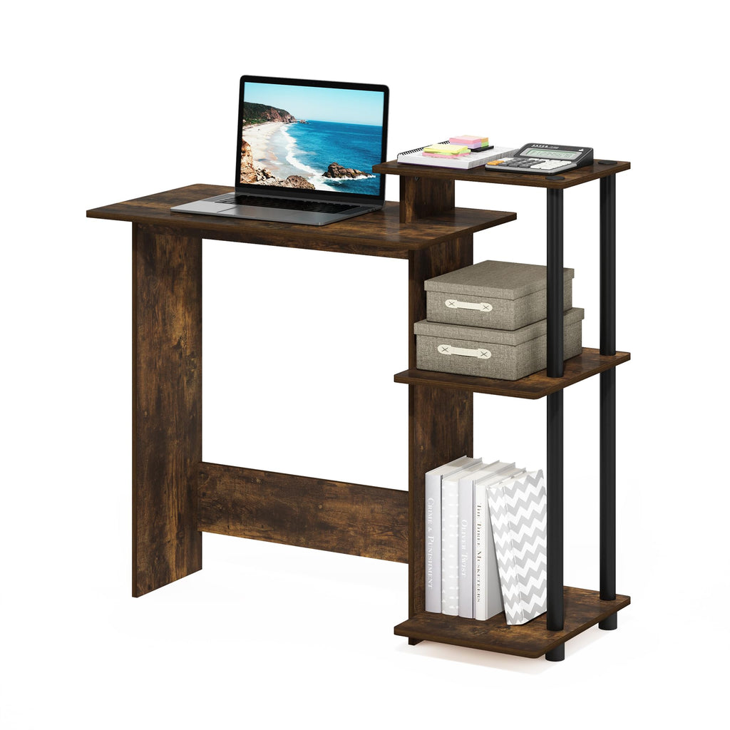 COMPACT Desk, 28.5" Wide Gaming Desk with Shelves, Computer Desk with Book Shelf, Office Desk for Home Office, Study Room, Dorm, Bedroom, Black
