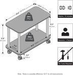 Turn-N-Tube Night Stand, 2-Tier Rectangle Nightstand with Wheels, Round Corner Side Table, End Table with Open Shelf, Toolless Assembly, for Living Room, Bedroom, White