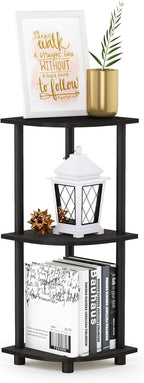 TURN-N-TUBE Corner Shelf, 3-Tier Corner Bookshelf, Display Storage Shelves with Open Shelves, for Organization and Storage, Living Room, Home Office, Garage, Espresso