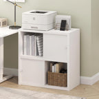 Cubicle 4-Cube Book Shelf with Sliding Doors, White