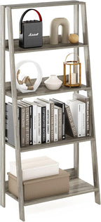 Ladder Bookcase Display Shelf, 5-Tier, French Oak