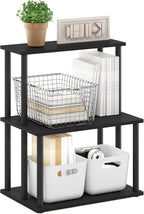Turn-N-Tube 3-Tier Toolless Multipurpose Printer Stand Display Storage Shelf, Americano/Black