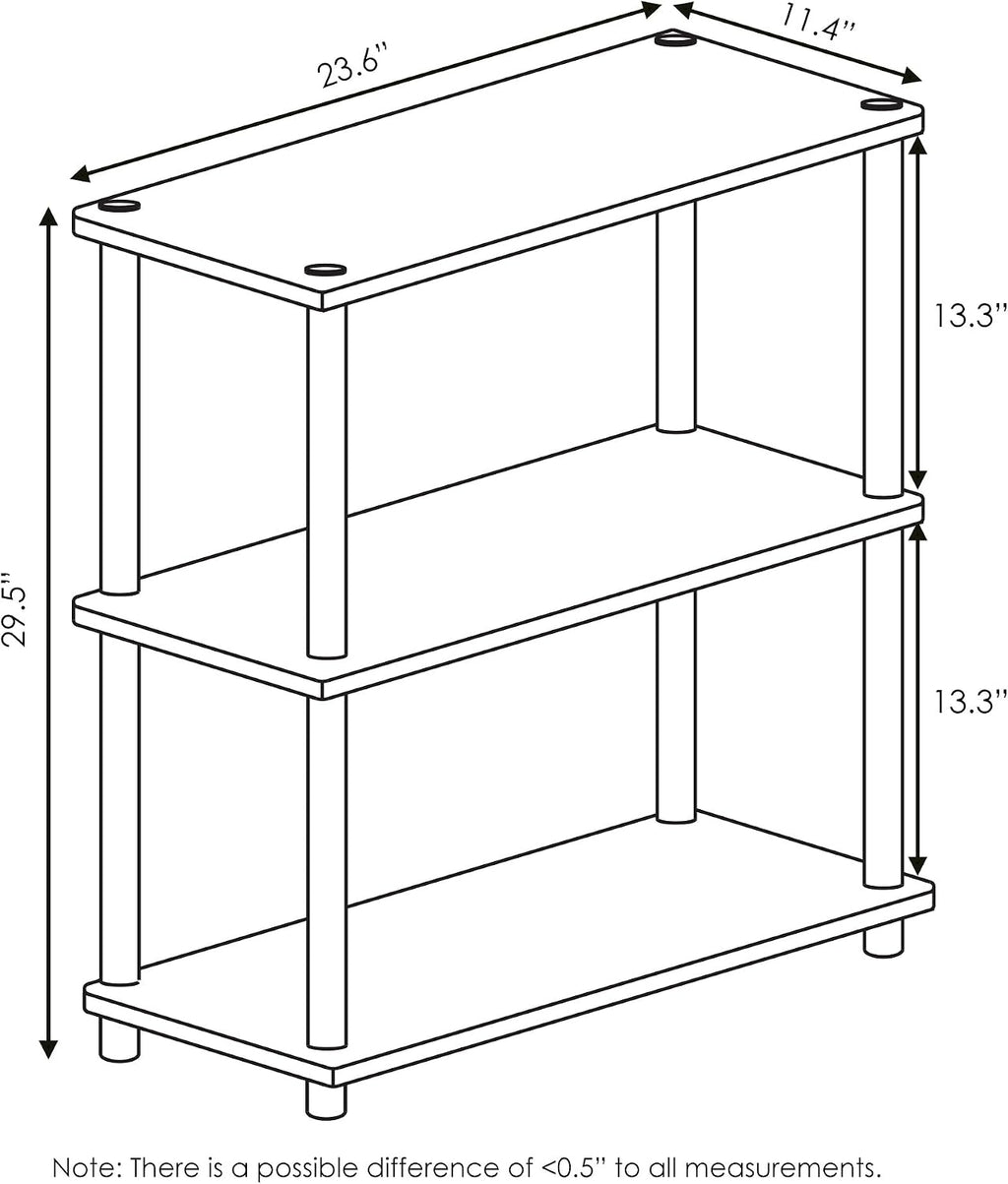 TURN-N-TUBE Storage Shelves, 3-Tier Book Shelf, Corner Shelf, Toolless Open Shelves, for Organization and Storage, Living Room, Garage, Home Office, Pink