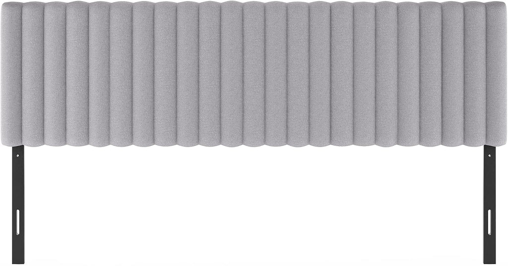 Roanne Headboard King Size, Tufted Upholstered Wooden Headboard, Bed Frame Mount Head Board, Easy Assembly, for Bedroom, Dorm, Light Grey
