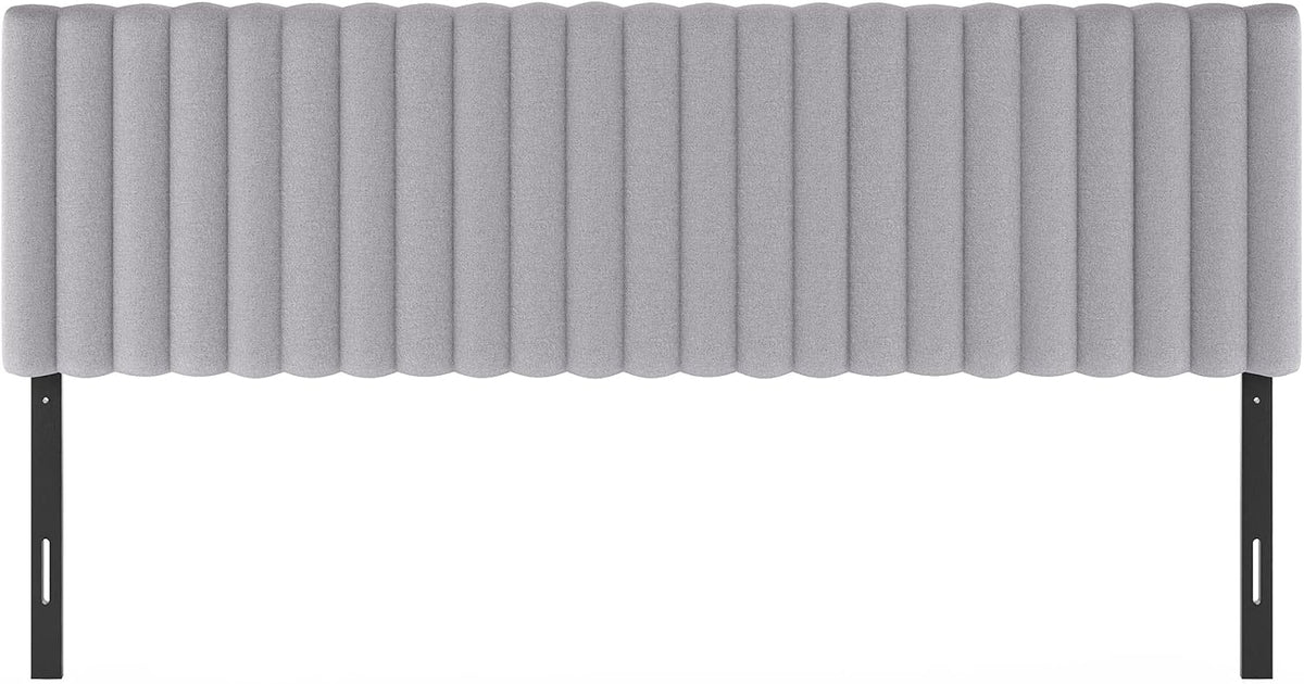 Roanne Headboard King Size, Tufted Upholstered Wooden Headboard, Bed Frame Mount Head Board, Easy Assembly, for Bedroom, Dorm, Light Grey