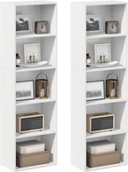 LUDER Set of 2 Book Shelf, 5-Tier, White