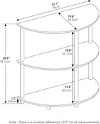 Frans Turn-N Half Round Console Table with Stainless Steel Tubes, Black Oak 15.6D x 31.1W x 30.8H in