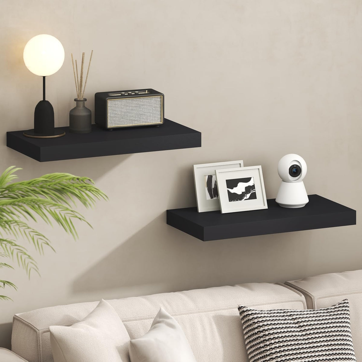 Tanna Floating Shelves for Wall, 12 x 24 Wall Shelf, Single Set Wall Mounted Floating Shelf with Invisible Bracket, 2-Inch Thick, for Bathroom, Living Room, Bedroom, Home Office, Americano