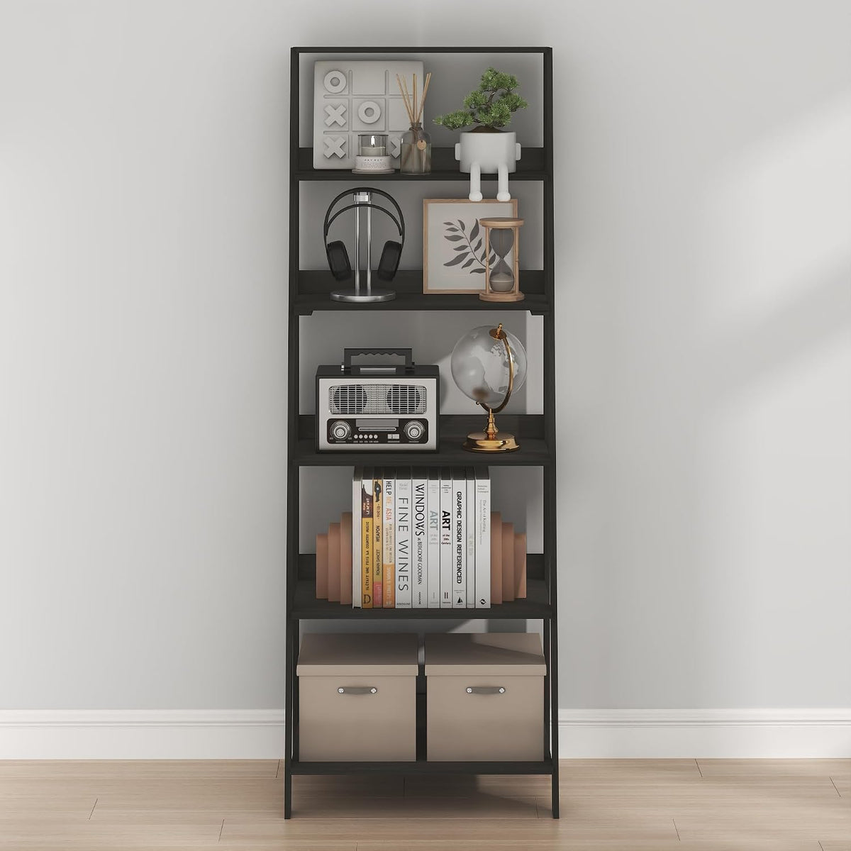 Ladder Shelf, 6-Tier Ladder Book Shelf, Bookcase, Espresso