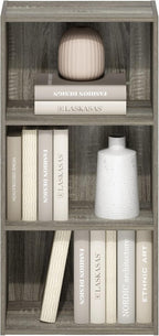LUDER 3-Tier Book Shelf, Open Shelves Bookshelf, French Oak