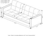 BRIVE 3-Seater Loveseat Sofa, 75" Wide, Black Faux Leather