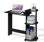COMPACT Desk, 28.5" Wide Gaming Desk with Shelves, Computer Desk with Book Shelf, Office Desk for Home Office, Study Room, Dorm, Bedroom, Americano